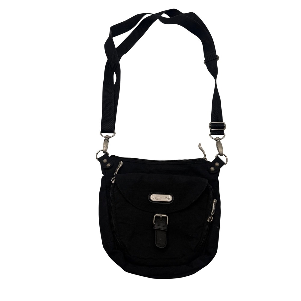 Baggallini Black Nylon Crossbody Organizer Bag Multi Pocket Travel
